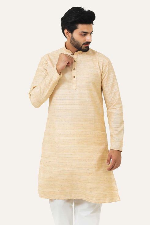 Veshbhoshaa Bluesaanchi Cream Textured Men'S Kurta Set